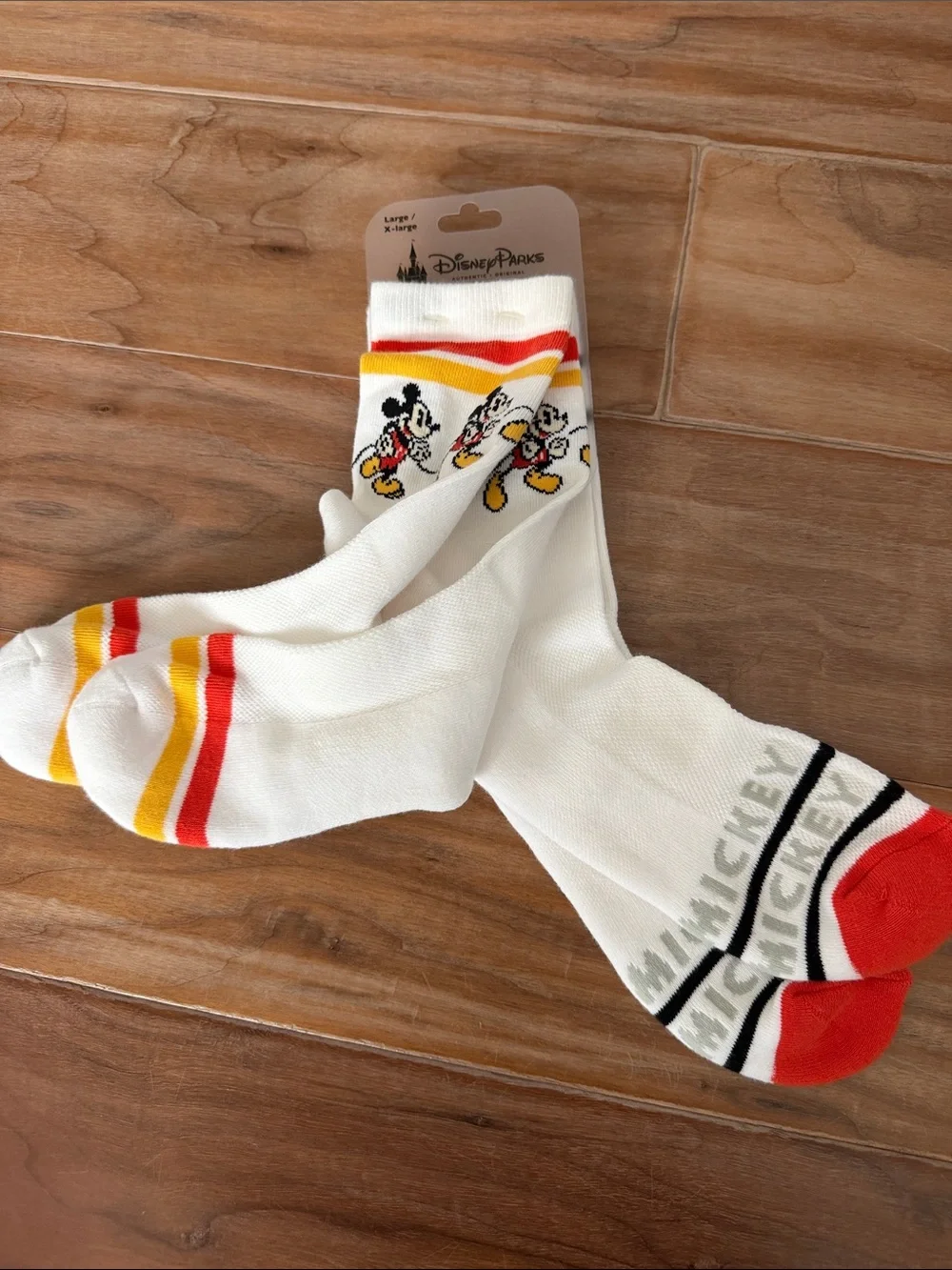 Disney Men's Socks - Timeless Mickey Red White Yellow（Men’s L/XL 2 pairs)